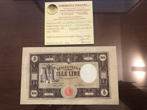 BANCONOTA LIRE 1000 GRANDE M FASCIO I TIPO 9 4 1928 RARA BB SABAUDA - Foto 1 di 11