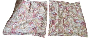 (2) Federe Cuscino Ceramica Fienile Tara Paisly Rosa Floreale 100% Cotone Taglia Standard - Foto 1 di 9