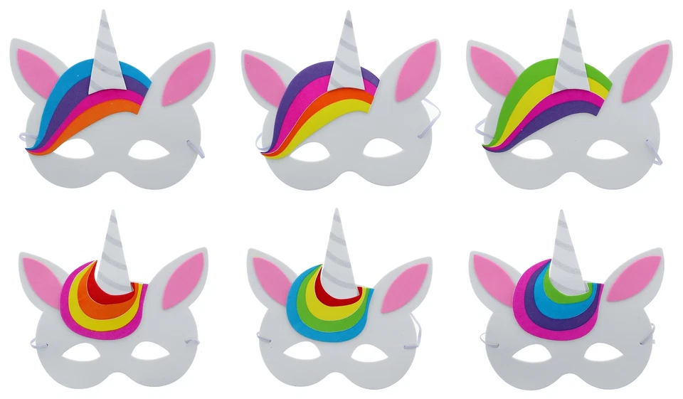 Zac's Alter Ego Pack of 12 Fun Foam Birthday Unicorn Party Masks for Children - Image 1 of 1