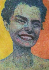 "Joker" Original Portrait Colored Pencils Drawing on Paper - Picture 1 of 2