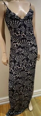 MATTHEW WILLIAMSON Black & White 100% Silk Star Print Evening Maxi Dress UK10 - Image 1 of 4