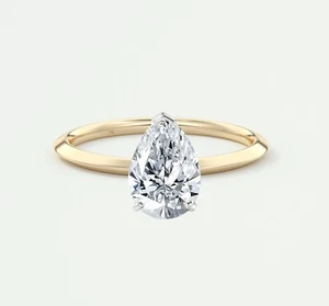 IGI F/VS 1.25 Ct Pear Cut Lab Created Grown Diamond 18K Yellow Gold Ring - Picture 1 of 2