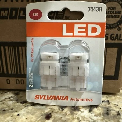 Светодиодная лампа премиум-класса Sylvania 7443 красная две лампы тормозной стопор задняя замена обновление оригинальная - Изображение 1 из 2