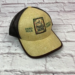 Hard Rock Casino Straw Bamboo Mesh Trucker Baseball Snapback Cap Tequila Ranch - Picture 1 of 6