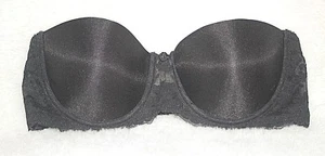 BESTFORM Strapless Bra Black Satin & Lace Sz 36 C * VG + - Picture 1 of 4