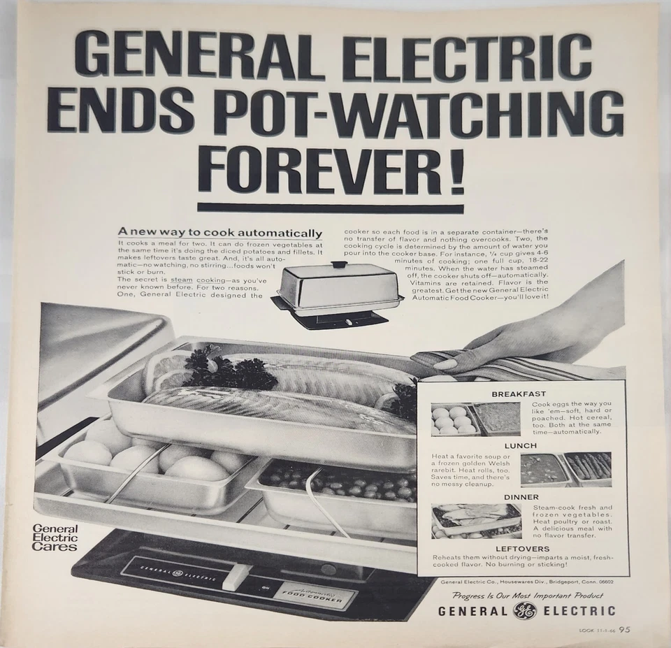 Cocina de alimentos automática General Electric 1966 anuncio vintage 14"x10" Foto 1 de 1