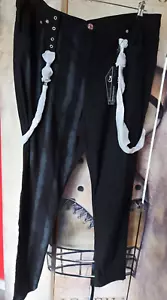 BNWT 4XL 22 KILLSTAR RINGMASTER STRETCH TROUSERS GOTHIC STRAPS CHAINS PUNK GRUNG - Picture 1 of 4
