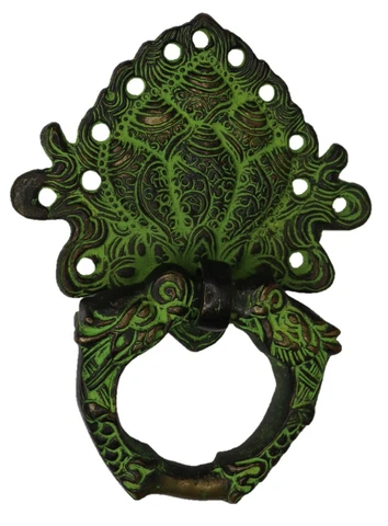 Flower Engraved Door Knocker Vintage Antique Style Handmade Brass Door Bell Cover