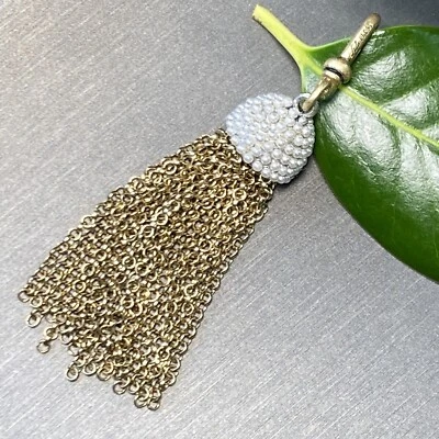 Lulu Frost Seed Pearl Victorian Charm Pendant Gold Plated Vintage Chain Necklace - Image 1 of 4