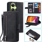 For OnePlus Nord N30 N300 Leather Zipper Magnetic Flip Card Wallet Case Cover