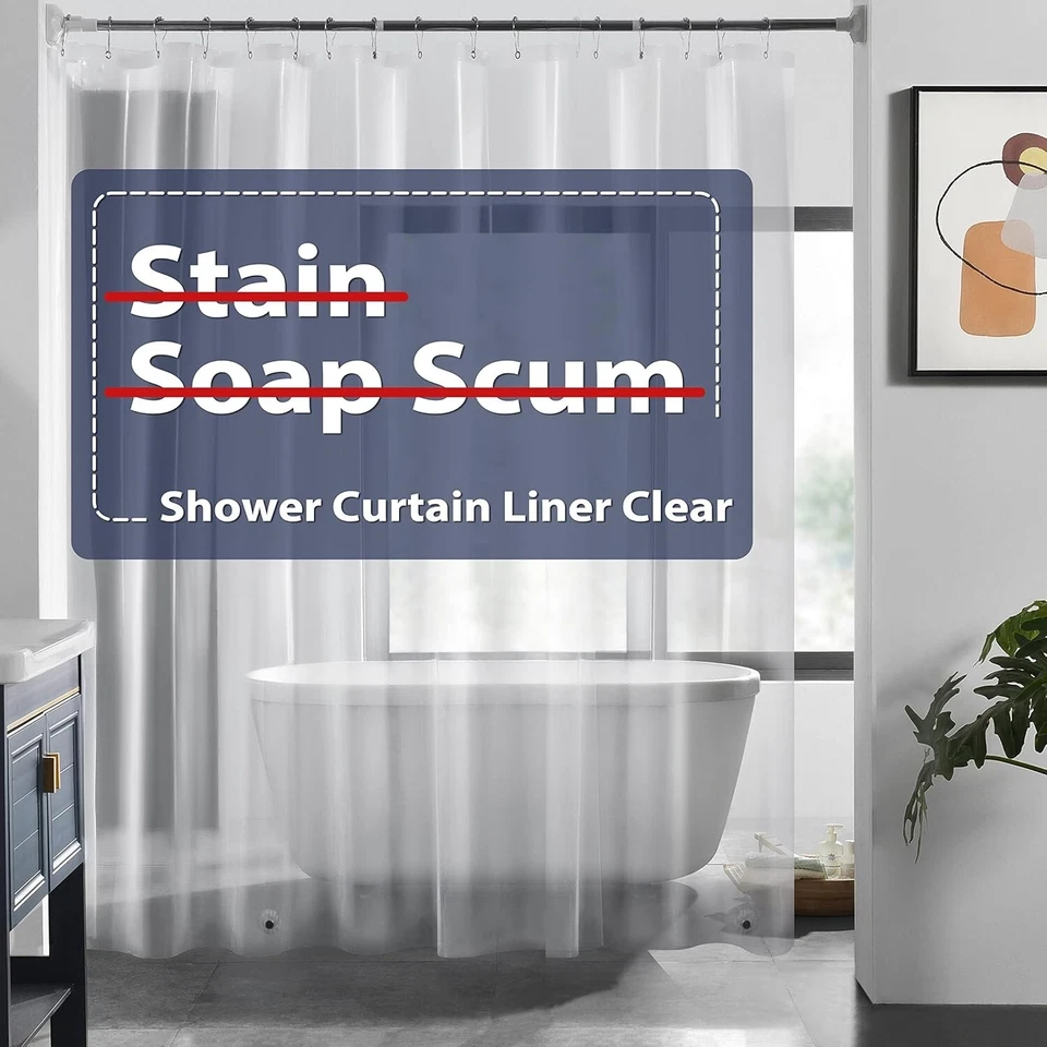 Long Shower Curtain Liner 72 x 84 or 72 X 72 Clear Plastic Shower Liner PEVA - Image 1 of 4