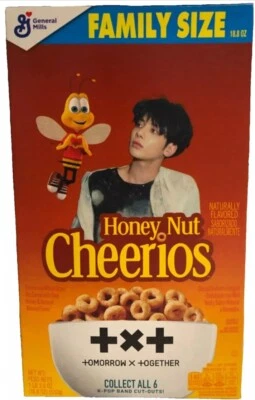 NEW HONEY NUT CHEERIOS CEREAL LIMITED TOMORROW X TOGETHER K-POP TXT 18.8 OZ BOX - Imagem 1 de 2