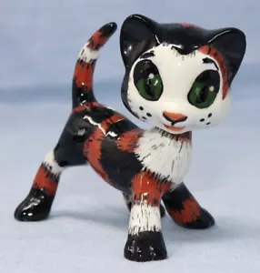Mini cabeza bobblehead de cerámica pintada a mano de colección, gato Calico Kitty REPARADO - Imagen 1 de 11