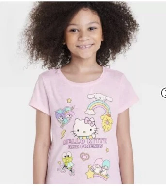 Hello Kitty and Friends:  Girls Graphic T-Shirt Size: Small Pink By Sanrio - Image 1 of 4