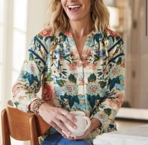 NUEVA Camisa de Gasa Bisonete con Botones Multi Floral Crudo Suave Surroundings 2X. - Imagen 1 de 24