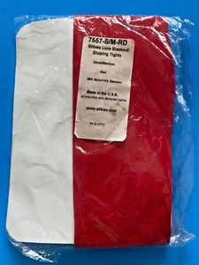 NEW Womens RED TIGHTS SHAPING SILKIES S/M USA MADE LUXE BLACKOUT NYLON SPANDEX - Picture 1 of 6