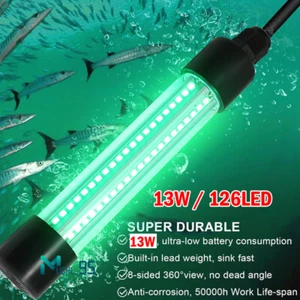 9900000000LM 13W LED GREEN UNDERWATER SUBMERSIBLE WATERPROOF NIGHT FISHING LIGHT - Picture 1 of 14