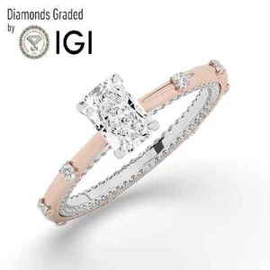 Radiant Solitaire Labgrown Diamond Engagement Ring 14k Rose Gold 1.45 Ct D VVS2 - Picture 1 of 23