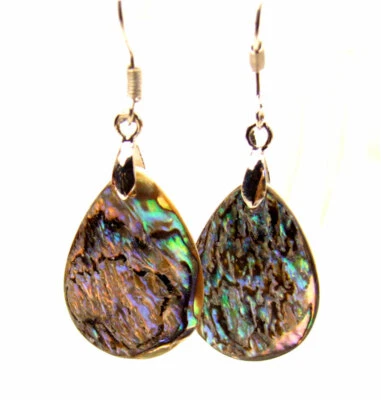 Pendiente colgante 18*25 ovalado natural multicolor azul concha de abulón para mujer ear327 Foto 1 de 4