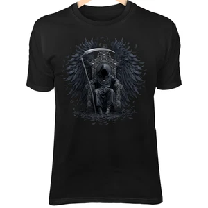 Bone Throne Reaper T-Shirt – Black Wings, Scythe, Gothic Royal Aesthetic - Picture 1 of 4