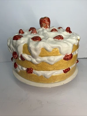 Prato de bolo vintage morango shortcake cerâmica 3 camadas pés com suporte amarelo - Imagem 1 de 4