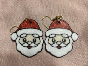 Weihnachten Motto Weihnachtsmann Ohrringe Holiday Spirit 3D gedruckt - Bild 1 von 1