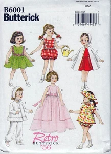 Sewing Pattern Butterick 6001 "Retro '56" Doll Clothes - Picture 1 of 1
