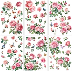 gisgfim 12 Blatt Blumen Rub on Transfers zum Basteln groß, klein, bunt  - Bild 1 von 7