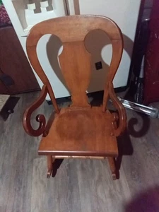 VTG Mid-Century Tell City Furniture Hard Maple 37" Rocking Chair w/ Balloon Back - Picture 1 of 1