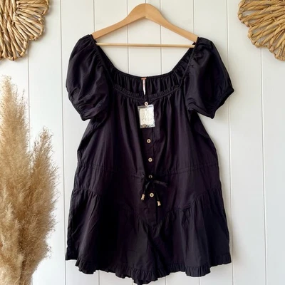 Free People Mameluco Algodón Una Pieza Mono Plisado Foto 1 de 4