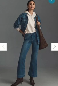 Pilcro 24 Vintage Bell Mid Rise Kick Flare Jeans Denim Blue Bootcut - Picture 1 of 7