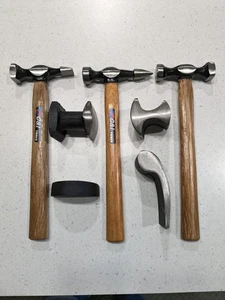 7 PC Auto Body Fender Repair Tool Hammer & Dolly Set Auto Body Repair Tool Kit - Foto 1 di 9