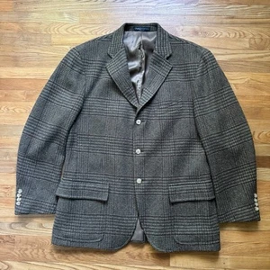 Vintage 80s Polo Ralph Lauren Plaid Mens Button Up Blazer Wedding Business Suit - Picture 1 of 14