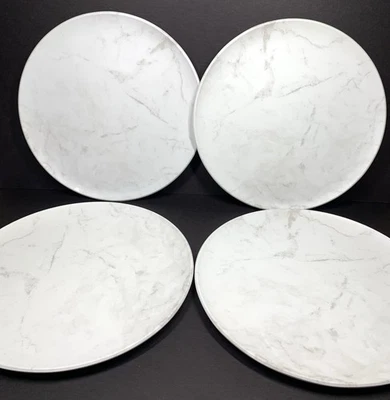 Williams Sonoma Mármol Melamina 13" Cargador Plato de Cena Juego de 4 Blanco Nuevo con Etiquetas Foto 1 de 4