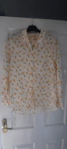 Camisa Barbour Mujer Camisa Safari Talla UK 10 Blanca Diseñador Girasoles - Imagen 1 de 6