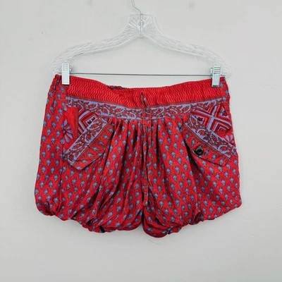 Shorts femininos de seda harém boho vermelho e azul tamanho GG - Imagem 1 de 4