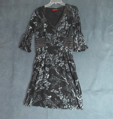 Antigo Vestido Vivienne Tam Anos 90 Y2K Preto Malha Transparente Floral Fada Capricho Vamp - Imagem 1 de 4