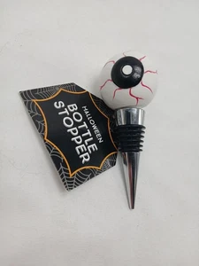 Tapón de botella de vino de Halloween globo ocular espeluznante negro plata blanco rojo aterrador - Imagen 1 de 3