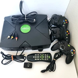 Original Xbox Console Bundle For Parts Or Repair Only  W/3 Controllers Untested - Picture 1 of 14