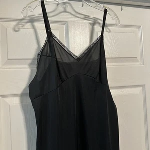 Adonna JCPenney Black Nylon Lace Slip Dress Vtg Lingerie Sz 40 Y2K Whimsygoth - Picture 1 of 6