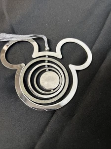 Disney Spinning Mickey Christmas Ornament Metal Mickey Mouse Ears Circled - Picture 1 of 3