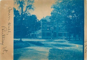 1906 Poultney Vermont Cyanotype Town Hall RPPC Postcard 25-10521 - Picture 1 of 2