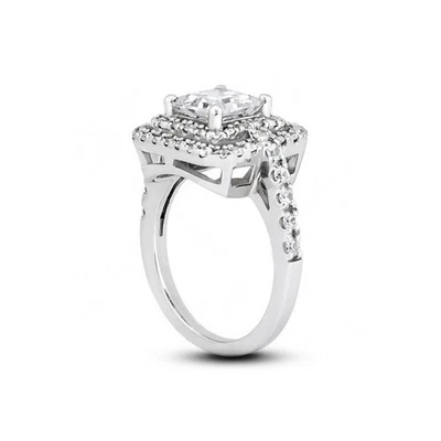 2 CT D VS2 Radiant Cut Earth Mined Certified Diamonds 950 Plat. Halo Accent Ring - Image 1 of 3