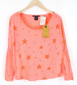 MAISON SCOTCH Women's T-Shirt XS Orange Cotton Blend Cropped Star * - Picture 1 of 10