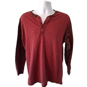 Camisa Red Head Henley Para Hombres L Granate Manga Larga Exterior Informal Gorpcore - Imagen 1 de 9
