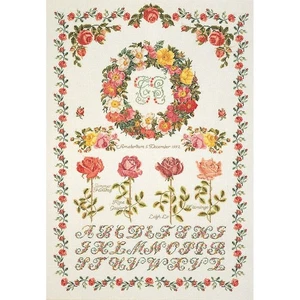 Cross-stitch kit  Rose sampler  Thea Gouverneur 2043  Linen - Picture 1 of 4