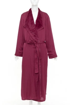DONNA KARAN Sleepwear burgundy red towel lined belted bath robe M - Image 1 of 4