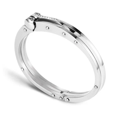 Brazalete de esposas My Daily Styles de acero inoxidable tono plateado para hombre Foto 1 de 4