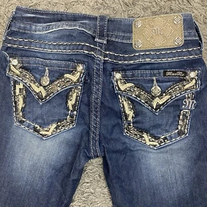 Miss Me Buckle Jeans Damen 26x30 Distress Denim süß Taschen Design Skinny Hose - Bild 1 von 21