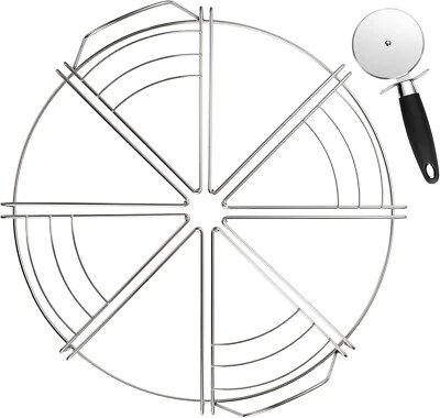 PROLUXE STEARNS Pizza Cutting Guide with Pizza Cutter for 12", 14", 16" 8 Perfectly Even Slices